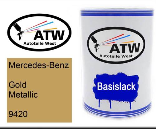 Mercedes-Benz, Gold Metallic, 9420: 500ml Lackdose, von ATW Autoteile West.